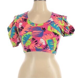 NWT NAKIMULI Neon Palm Print Crop Top L